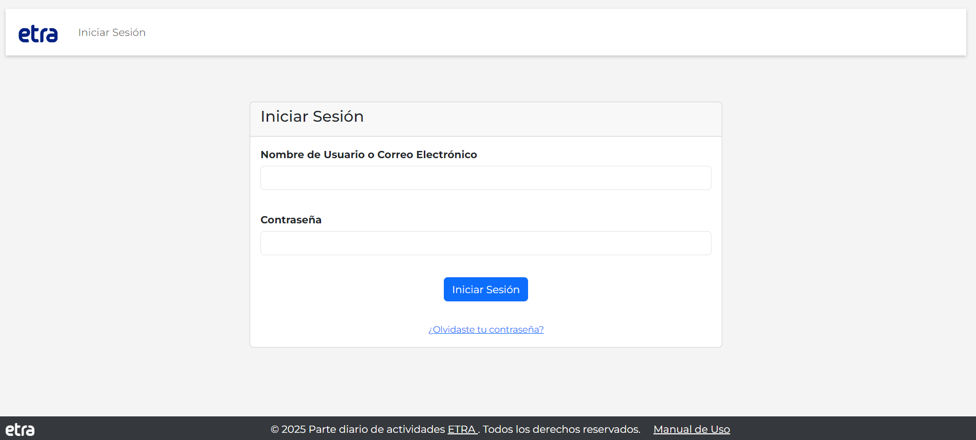 Pantalla de Iniciar Sesión